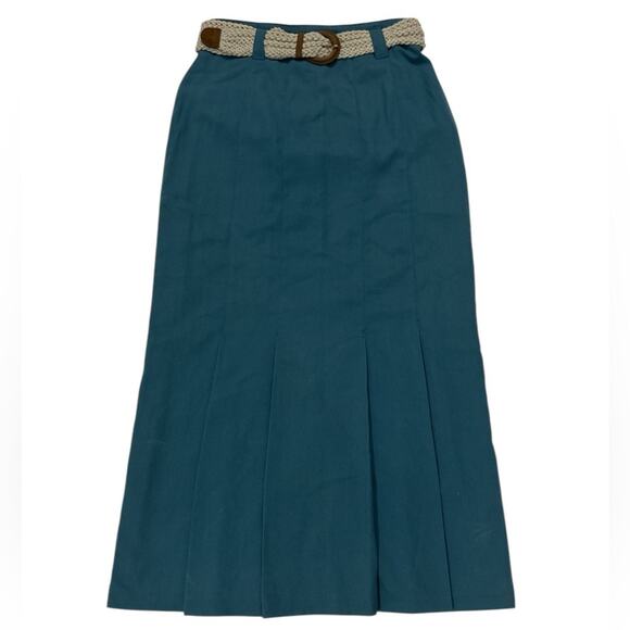 Vintage Womens Belted Pleated Midi Skirt Embellished Western Rodeo 28 in Small - Picture 1 of 8